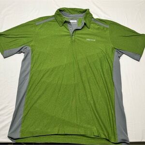 Marmot Men's Green and Gray Polo Shirt